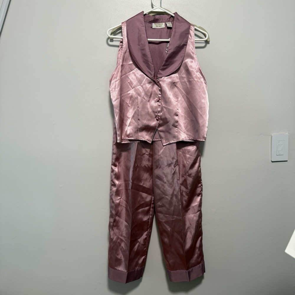 Victoria's Secret Gold Label NWT Vintage Pink Satin Pajama Lounge Set